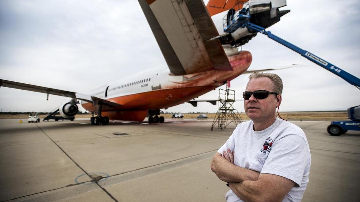 
John Harpain, 51, of Fresno and current air tanker base manager at Castle from the United States Forest Service, speaks Monday about the DC-10 Air Tankers currently being used to fight the Rough fire in Fresno County; the Valley fire in Lake County; and the Butte Fire in Calaveras and Amador counties.
