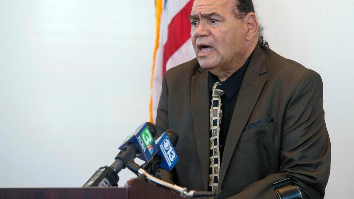 Frank Johnson, the former Modesto-Stanislaus NAACP president, speaks during a press conference concerning in Turlock on January 15, 2016.