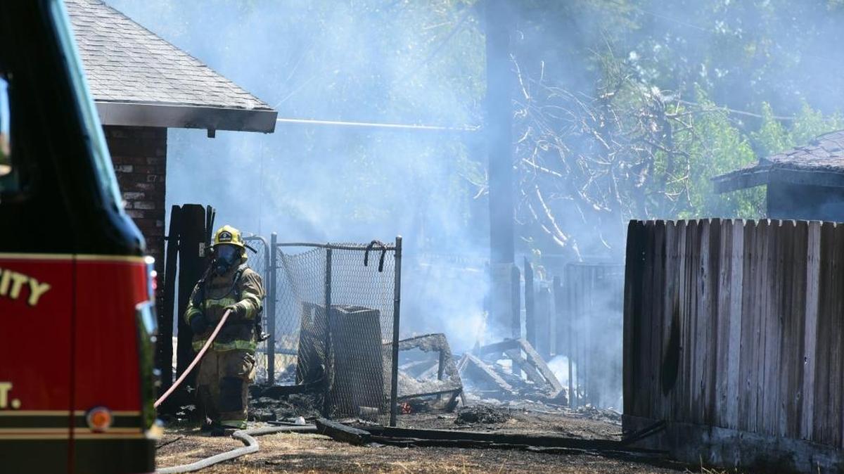 Firefighters quash a blaze at an Atwater home on Baker Court around 3 p.m. on Monday, June 19, 2017.