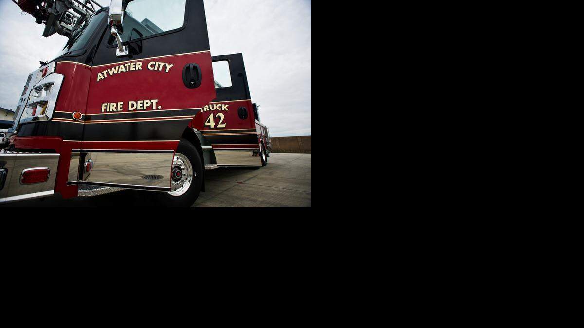 
The new Atwater City Fire Department firetruck sits at station 42 in Atwater on Thursday. The new ladder truck was purchased for $890,048 with Measure H funds.
