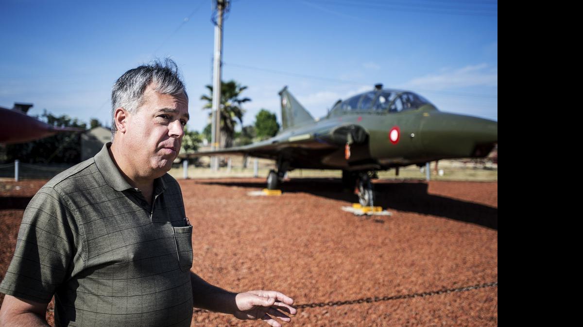 
Chief executive officer of Castle Air Museum, Joe Pruzzo, speaks about the Saab TF 35 Draken, right, which is one of the recently acquired planes on display at Castle Air Museum in Atwater, Calif., Wednesday. The biannual Open Cockpit Day event at the museum will celebrate 20 years later this month on May 24, during the first Open Cockpit day of the year.
