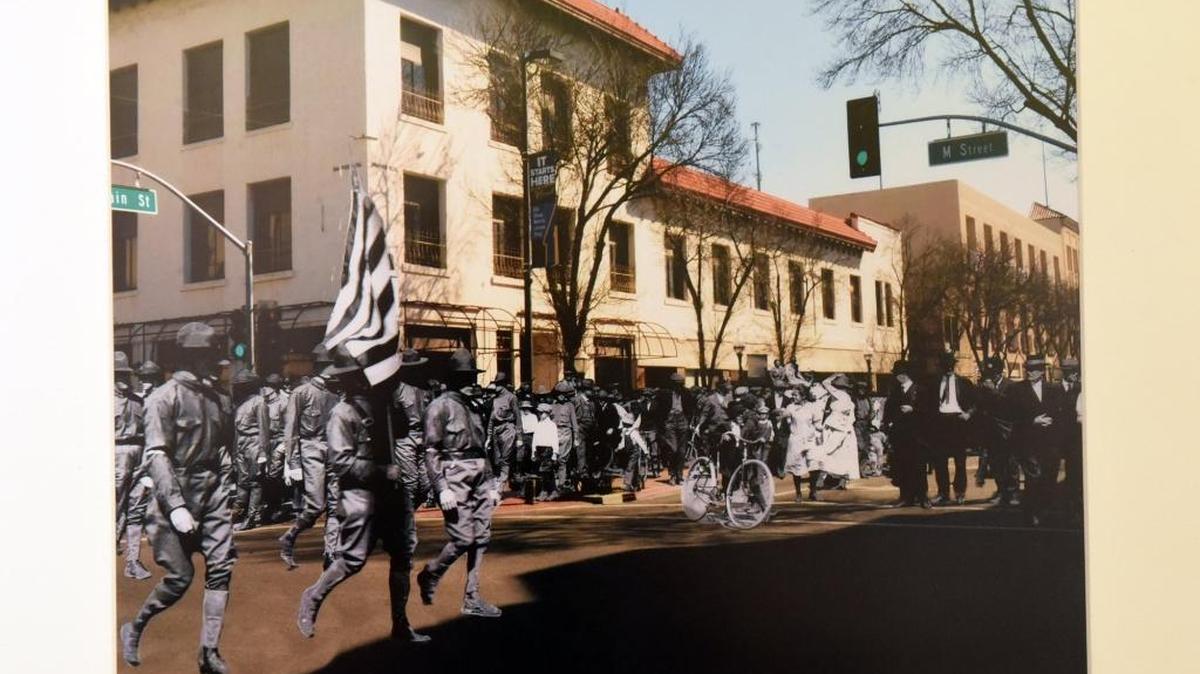 Photos blend history and modern-day Merced at M and Main streets in the Ghosts of Merced County exhibit on Tuesday, Oct. 18, 2016, at the Merced County Courthouse Museum. The opening night reception is 5 p.m. Thursday.
