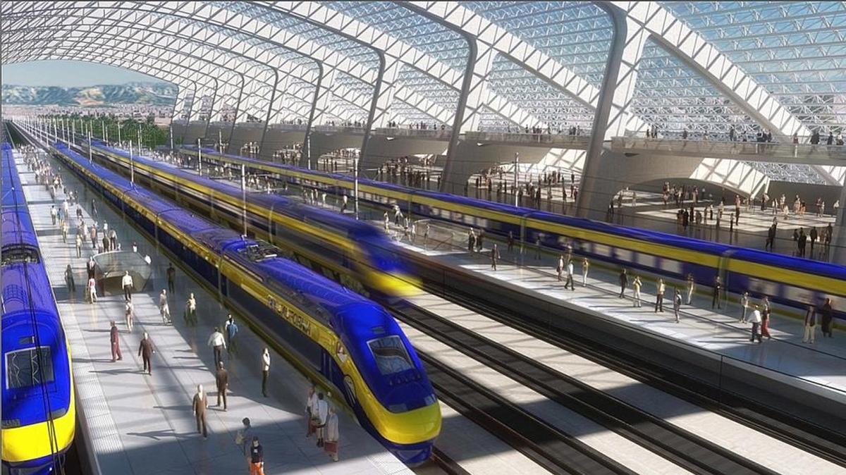 
Interior view of a concept for a large high speed rail station. Nothing has been designed yet, these are just ideas. 

