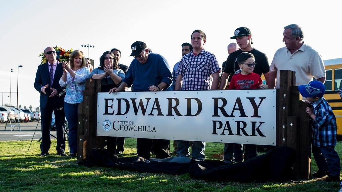 
The Edward Ray Park sign  was unveiled during a ceremony in February to honor Edward Ray, the Chowchilla school bus driver who helped free 26 kidnapped students in Chowchilla in 1976. The Chowchilla City Council has approved an adopt-a-park program to enlist volunteers and organizations to help with cleanup and maintenance for the city’s four public parks. 



