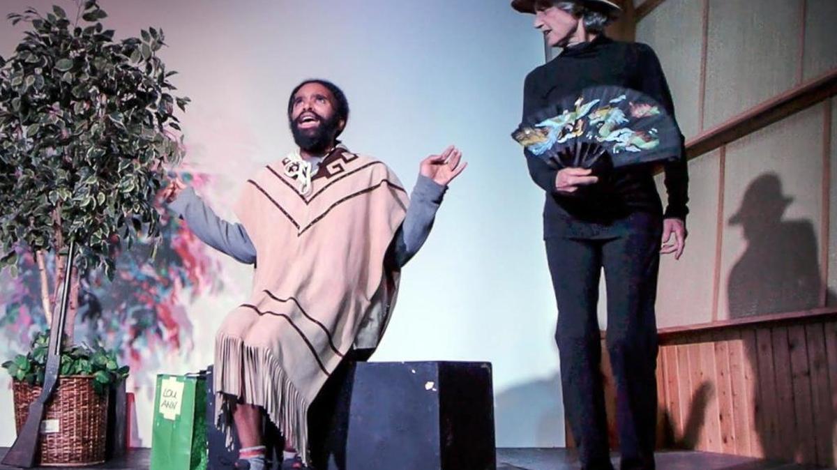 Performers Glenn Bourgeois and Karen Silver act in 24-hour plays from last year as part of a production from Project Big Top and the Yosemite Bug Mountain Resort in Midpines.