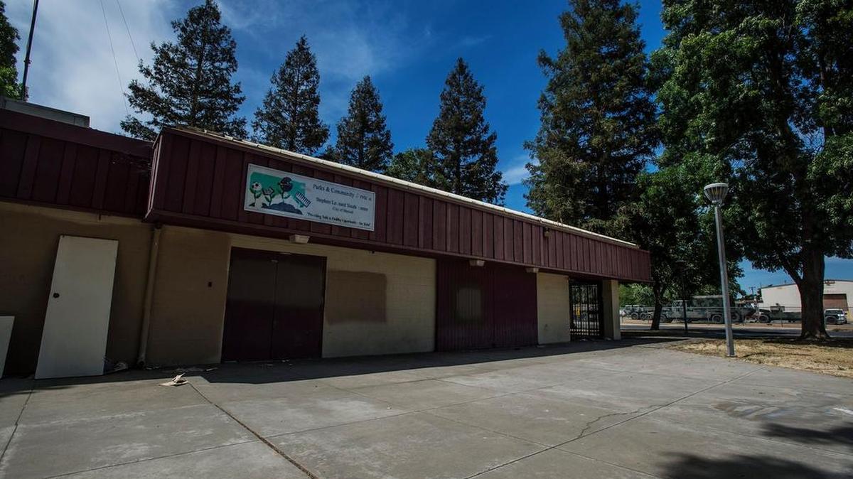 The Stephen Leonard Youth Center at Stephen Leonard Park, in Merced in June 2015. The center was closed for repairs after a 2022 fire.