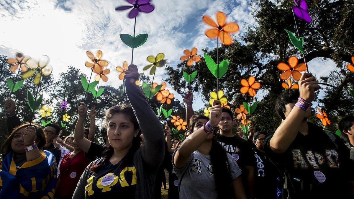 
Walkers hold promise flowers prior to the Merced Walk to End Alzheimer’s at Applegate Park in Merced on Saturday, Oct. 17, 2015. According to organizers, about 500 people registered for the walk and more than $40,000 has been raised.
