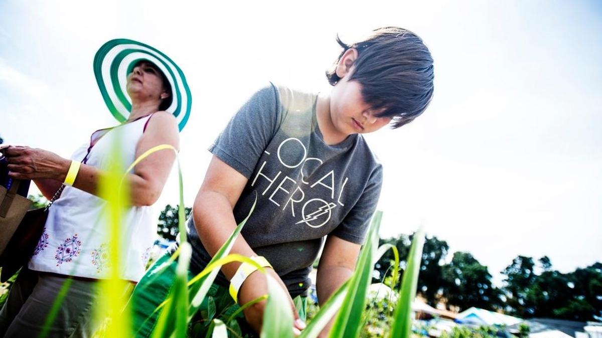 Leonardo Valadez, 11, of Ballico, right, picks blueberries with his mother, Julia, during last year’s annual Pick and Gather and Merced River Fair at Riverdance Farms in Livingston. Visitors can pick organic blueberries and cherries while enjoying live music and hayrides.