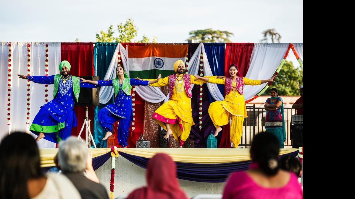 
UC Davis’ Bhangre Di Jaan performs at Livingston Memorial Park in Livingston on Saturday. The gathering, which highlighted traditional Indian music, food and dance, is the fourth in a series from the Tamejavi Culture and Arts Series 2015.

