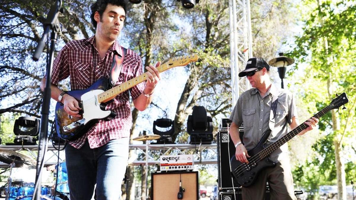 Local Sierra band Bootstrap Circus jams at the Yosemite Music Festival at the Mariposa County Fairgrounds on Saturday, July 12, 2014.