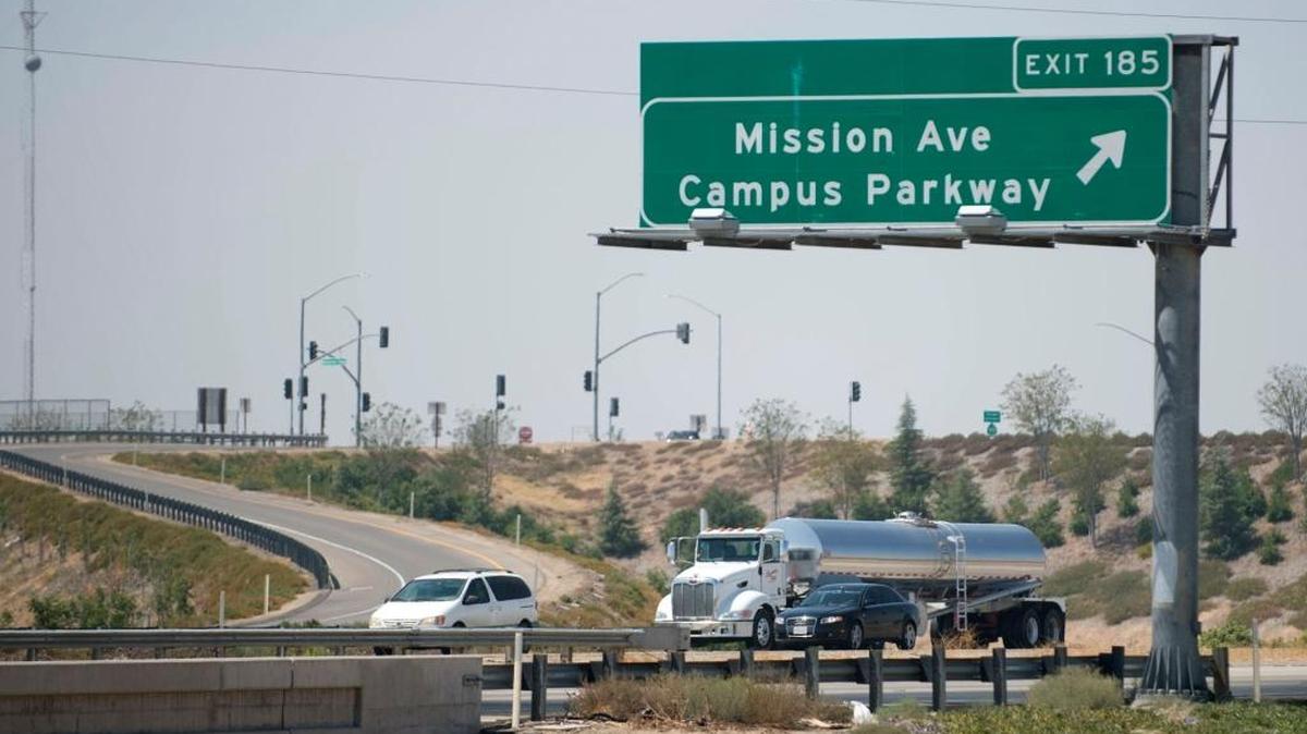 Cars and trucks travel along Highway 99 near the Campus Parkway exit in Merced in 2015. The Merced City Council moved a project forward this week that would put a 77-acre regional retail center along the parkway.