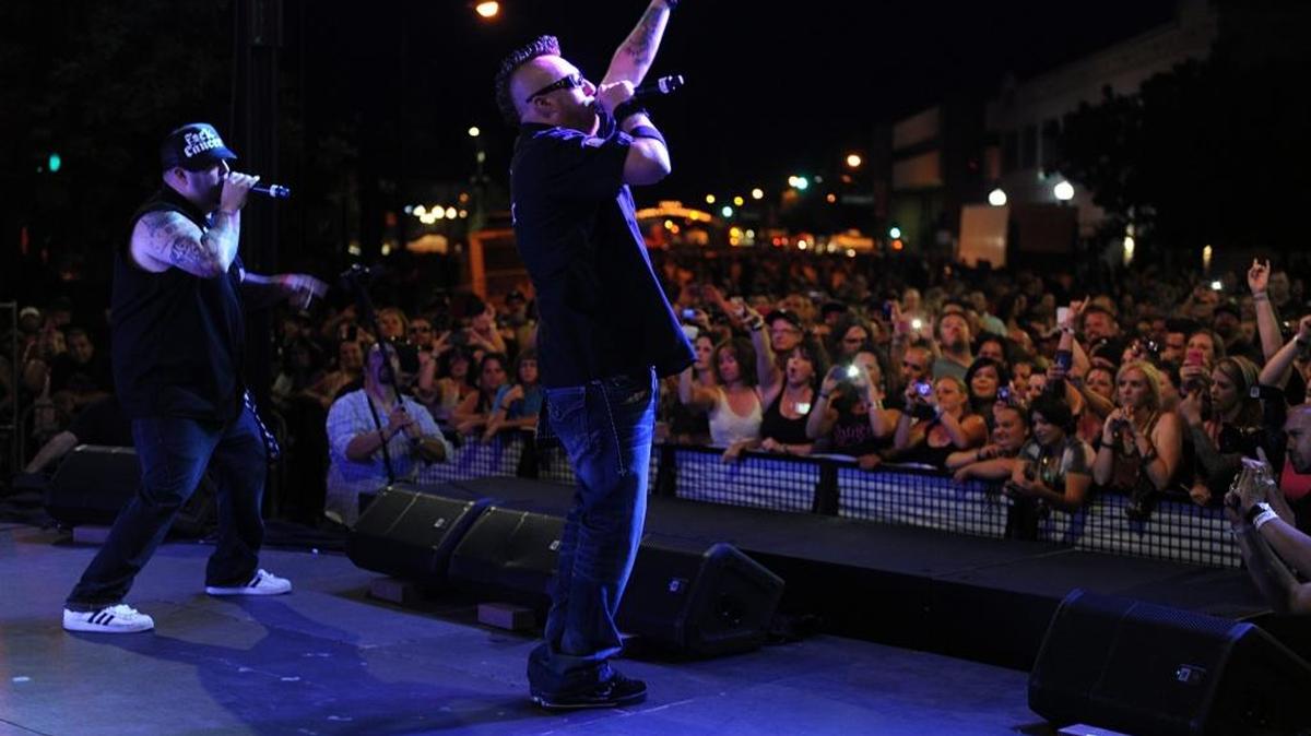 The Moonshine Bandits perform on Saturday evening (08-04-12) during X-Fest in downtown Modesto, Ca.