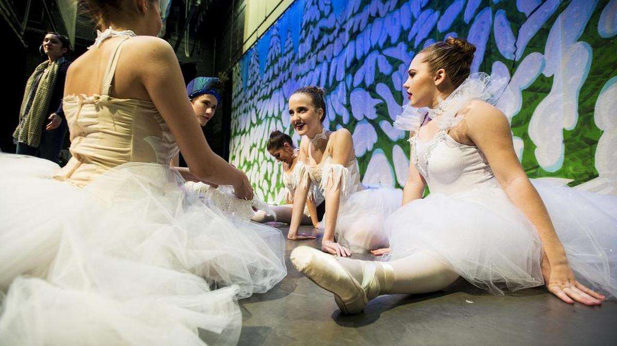 Merced Academy of Dance members stretch prior to a performance of The Nutcracker at Buhach Colony High School in Atwater, Calif., on Thursday, Dec. 1, 2016. Public performances this year are at 7 p.m. Friday, Dec. 1, 2017, and 2 p.m. and 7 p.m. Saturday, Dec. 2, 2017 at Buhach Colony High School, 1800 Buhach Road in Atwater. Tickets for reserved seating are available for $15, $20 and $25.
