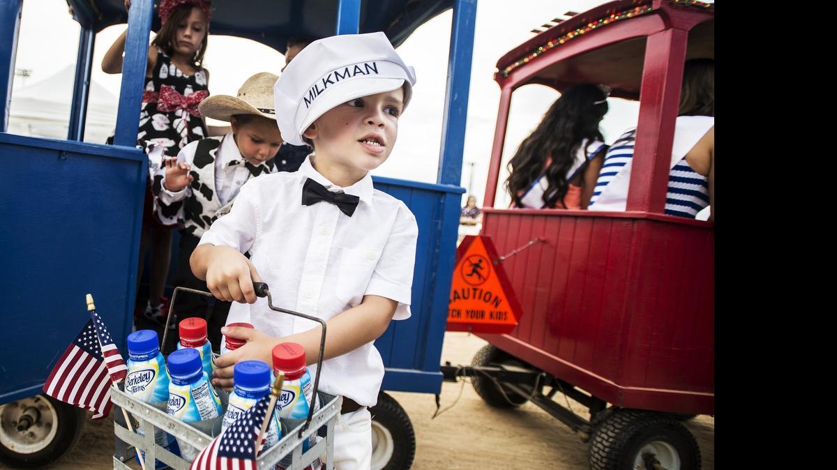 
Jaxon Dias, 4, of Hilmar prepares for the Little Milkman competition Saturday.
