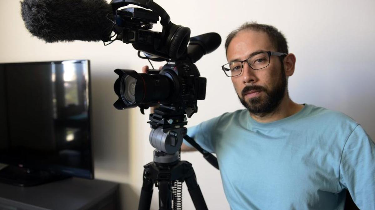 Merced filmmaker Rodrigo Reyes, 32, poses with some of his tools of the trade Friday, May 20, 2016. His latest film “Lupe Under the Sun” is set to screen June 5 and 6 at the Los Angeles Film Festival.