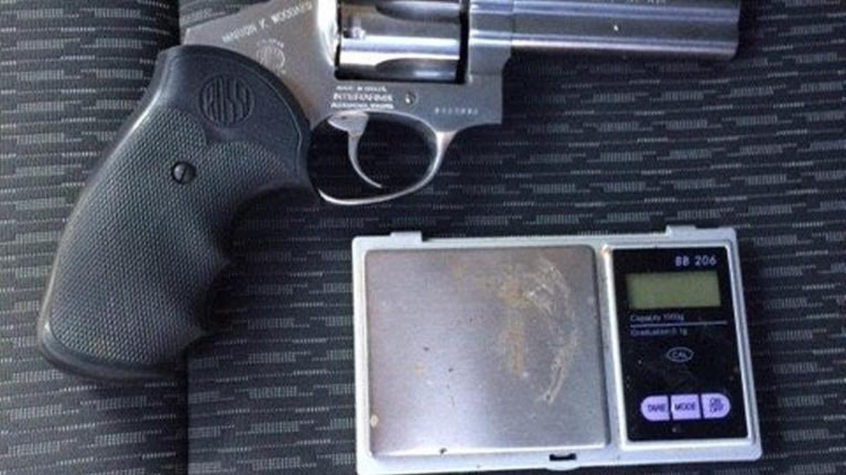 Christopher Reyes, 34, was arrested Friday at his Merced home, where authorities say officers found a loaded .357-caliber revolver, ammunition and “baggies of cocaine.”