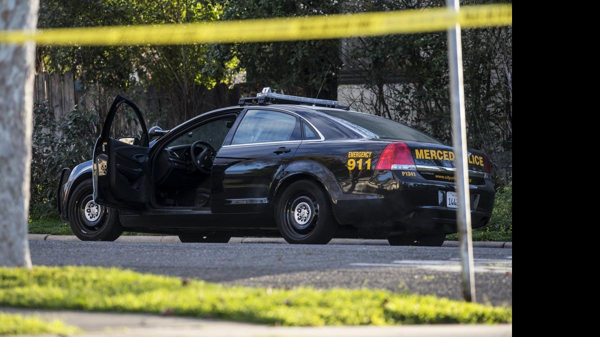 
The Merced police car driven by a Merced police officer who was shot Feb. 28.
