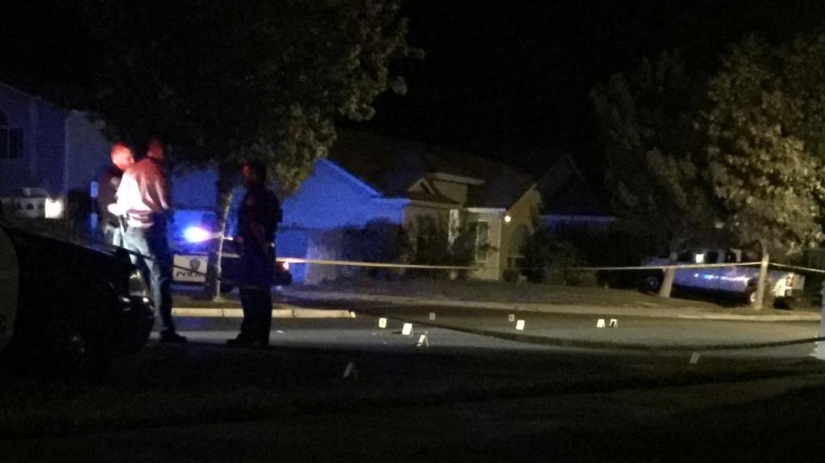 Los Banos police tape off the crime scene after a shooting on Quail Street Monday night.