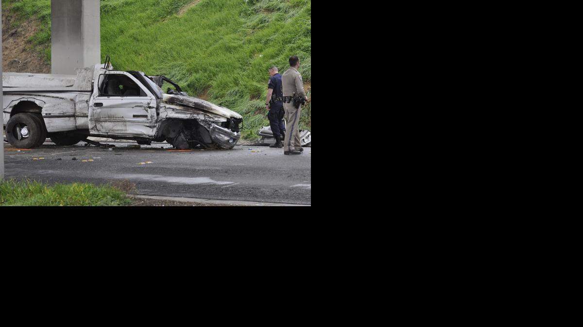 
CHP officers say the driver of this truck drove the wrong way on northbound Highway 99 on Sunday, crashing into another vehicle. The driver of the truck had major injuries.
