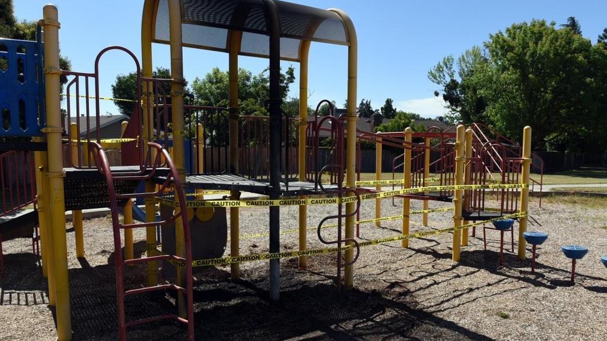 A playground outside Rudolph Rivera Middle School and near Santa Barbara Court showed shines of charring and melted plastic on Thursday, June 2, 2016. Merced City Fire is investigating the incident as a possible arson the previous night.