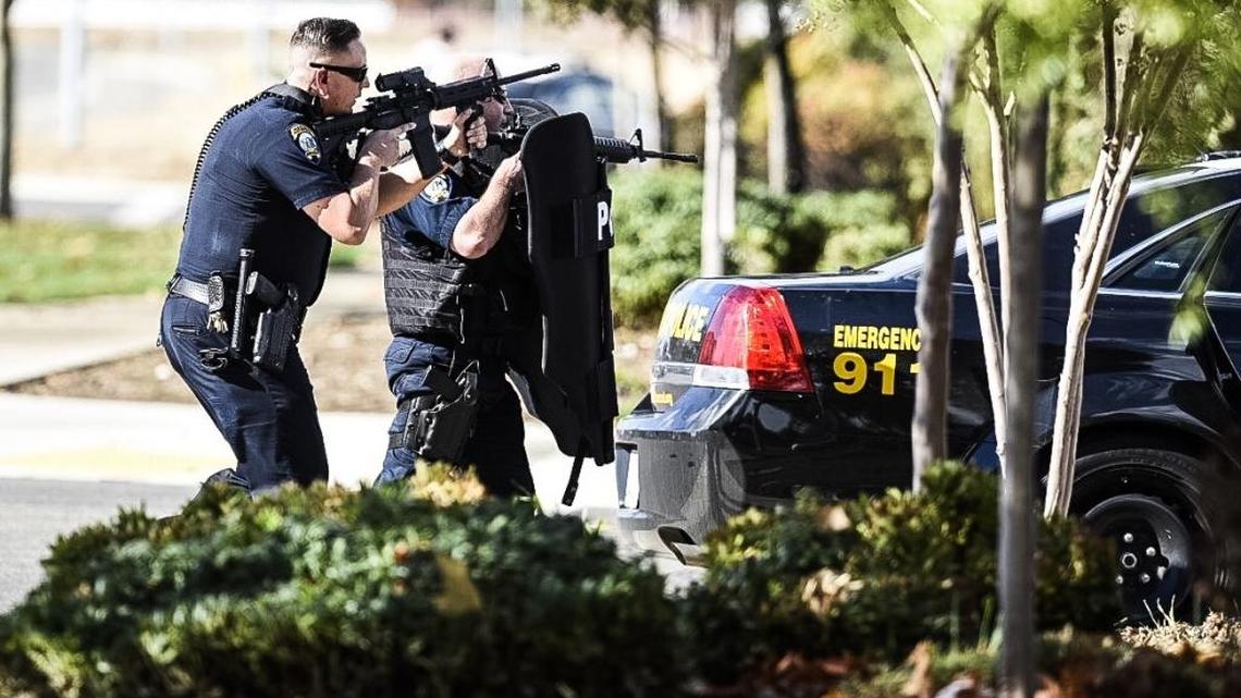 Merced police respond to reports of three people shot at a home in north Merced on Friday, Oct. 28, 2016. There was no immediate word on their conditions nor on the suspected gunman who ended up surrendering to police.