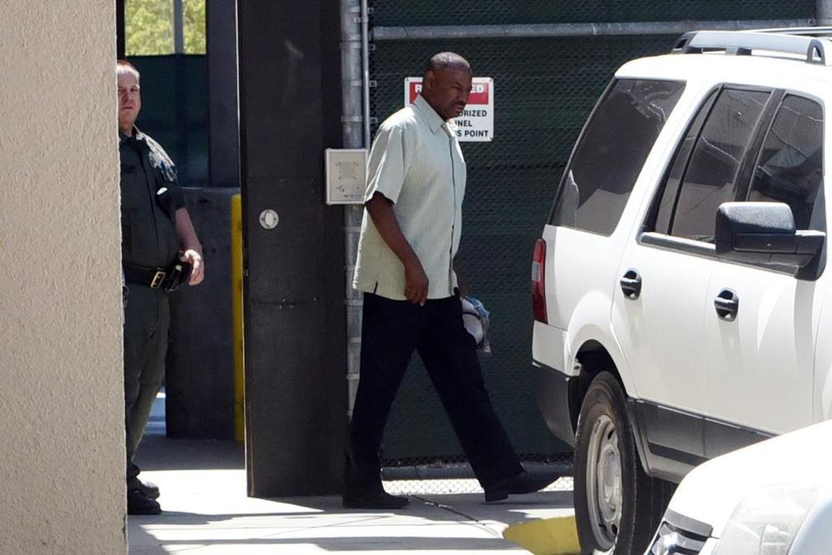 Los Banos Unified School District trustee Tommy Jones leaves Merced County Jail Wednesday, Aug. 31, 2016, shortly after surrendering himself to authorities. He was being sought on bribery allegations.