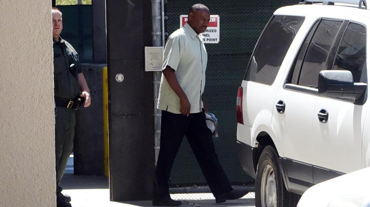Los Banos Unified School District trustee Tommy Jones leaves Merced County Jail Wednesday, Aug. 31, 2016, shortly after surrendering himself to authorities. He was being sought on bribery allegations.