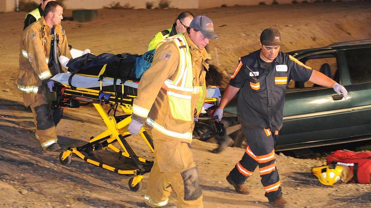 A crash on Mercey Springs Road near Dove Street on Friday, May 27, 2016, in Los Banos, Calif., injured five current and former members of the Pacheco High School football team.