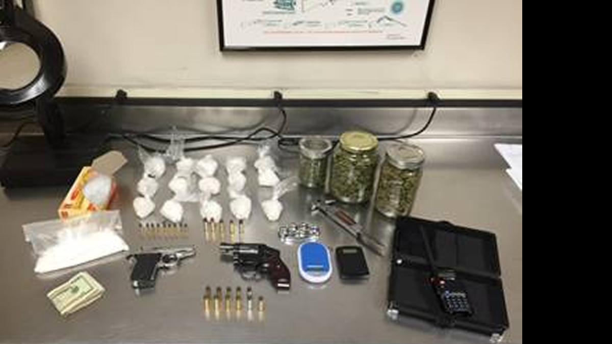 
Merced police seized more than a pound of methamphetamine, another pound of marijuana and two loaded firearms Thursday night from Jorge Martinez, a man officers described as a known gang member, according to authorities.
