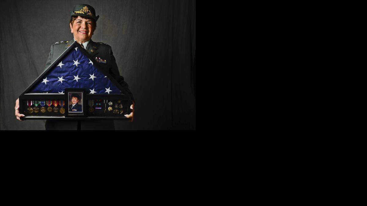 
Veteran Josi Fragnito, whose Army career spanned 28 years, poses for a portrait in Merced, Calif., Friday, Oct. 24, 2014.
