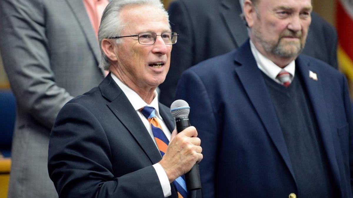 City Manager John Bramble speaks to an audience at City Hall on Monday, Nov. 16, 2015, his final City Council meeting as the full-time top administrator. He may serve in an interim role while the city looks to hire and bring on its next city manager, officials said.