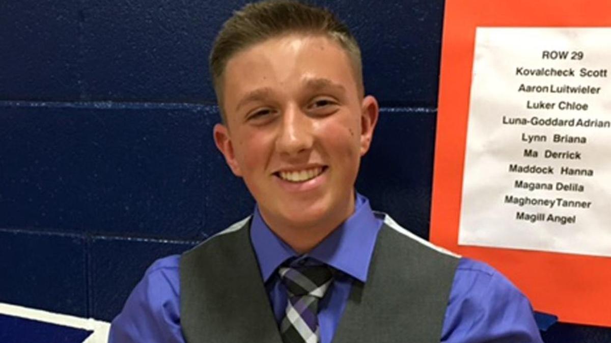 Brody Ferguson, 15, graduated from Cruikshank Middle School on Wednesday. In his three years since being diagnosed with epithelial sarcoma he’s had multiple surgeries and had one leg amputated below the knee, according to school officials.