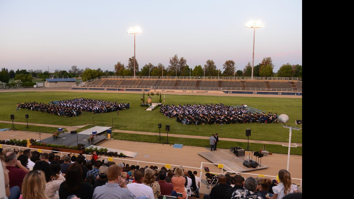 
A student speaks during the Merced College commencement in 2013. This year, graduates will walk across the stage to receive their awards during Merced College’s 52nd ceremony at 7:30 p.m. Friday on the college’s Don Odishoo Field in Stadium 76, 3600 M St.
