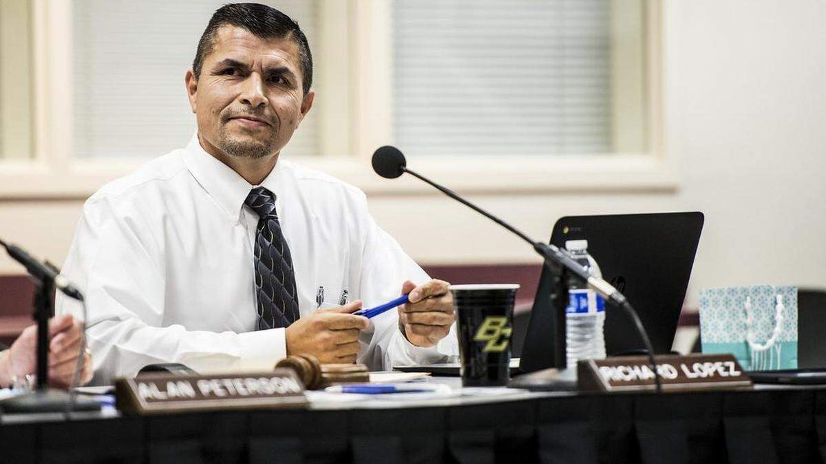 Merced Union High School District Board President Richard Lopez, during a Merced Union High School District Board meeting at Buhach Colony High School in Atwater, Calif., Wednesday, Dec. 9, 2015. The superintendent of Merced River School District is running for the superintendent of Merced County Office of Education seat.