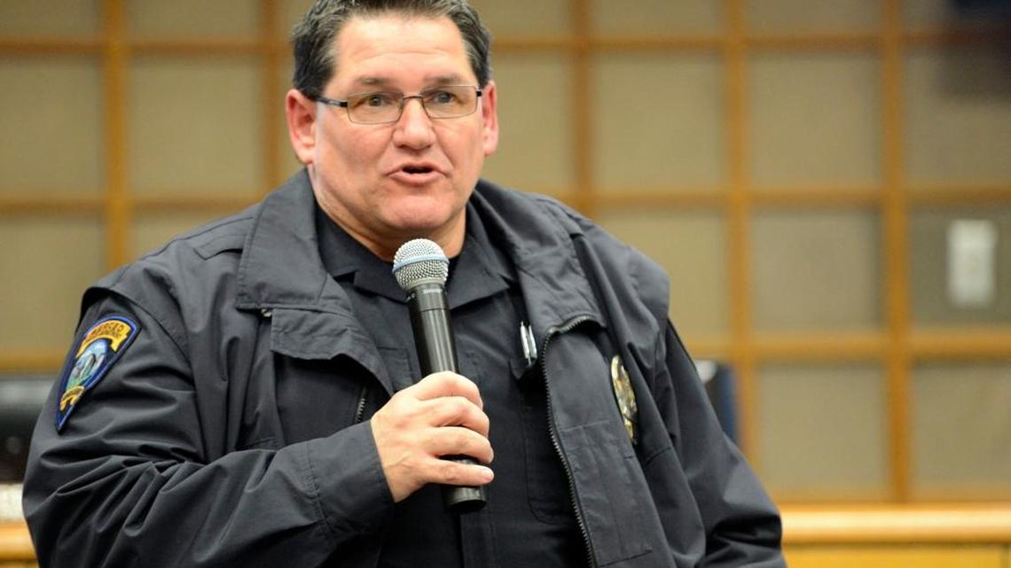 Capt. Tom Trindad praises Merced on Monday, Dec. 21, 2015, after being recognized for his retirement from the Merced Police Department on the same day. He was named the interim chief of Merced College campus police, the college said July 5, 2016.