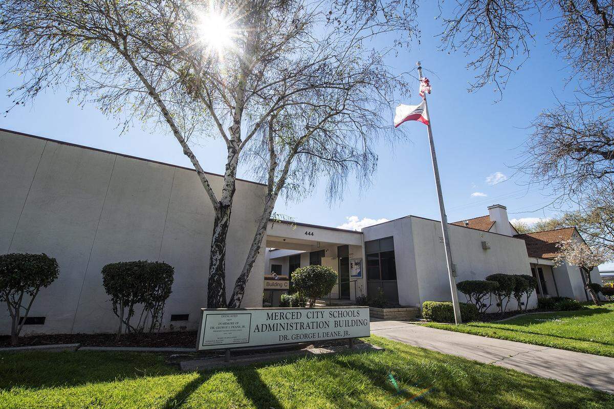 The Merced City School District Administration Building located at 444 W. 23rd Street in Merced, Calif.