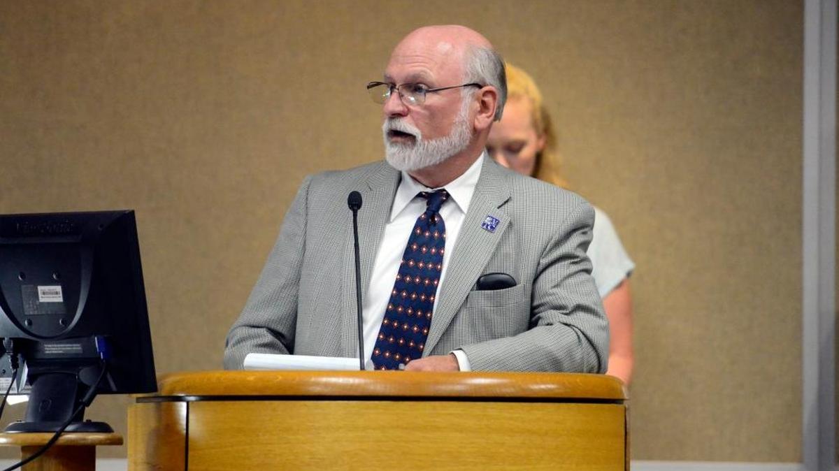 Merced College President Ron Taylor speaks during a presentation Merced City Council meeting on Sept. 8. He was placed on leave by the school’s Board of Trustees on Tuesday.