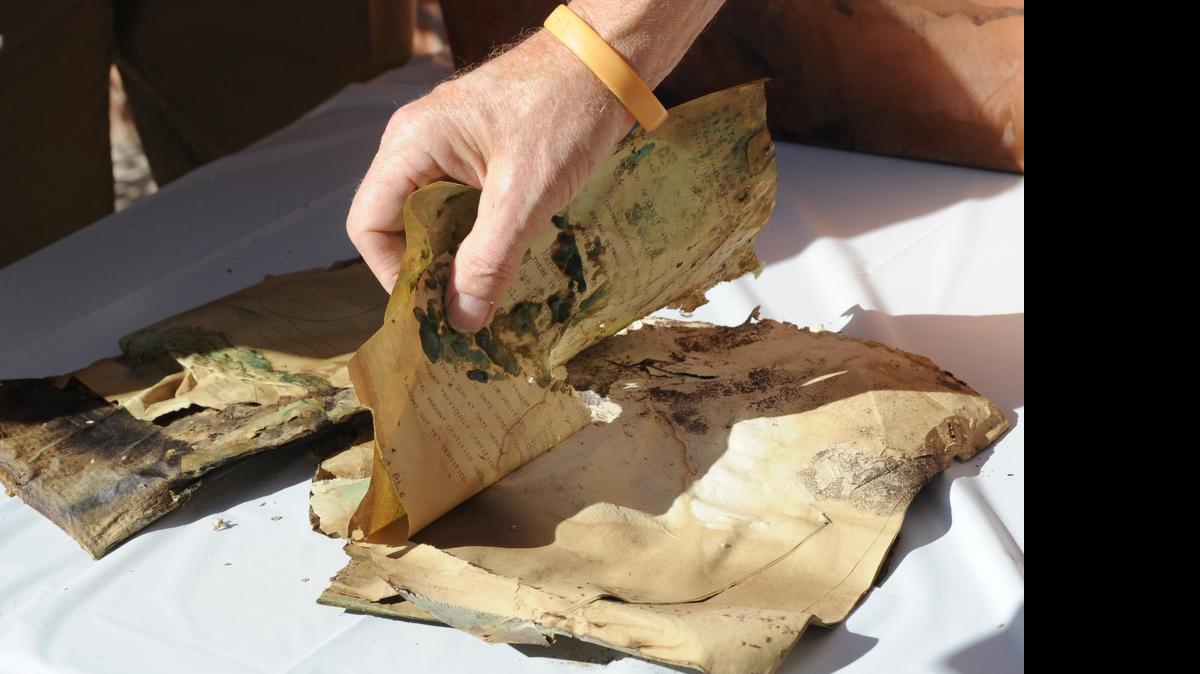
Contents of a time capsule, that had been placed inside a container of the old El Capitan High School in 1959 deteriorated due to rain and moisture by the time it was opened in 2012. Alumni from the original El Capitan campus will join with the city’s new high school of the same name to bury a time capsule at 11:15 a.m. Thursday on the 100 Farmland Ave. campus. 
