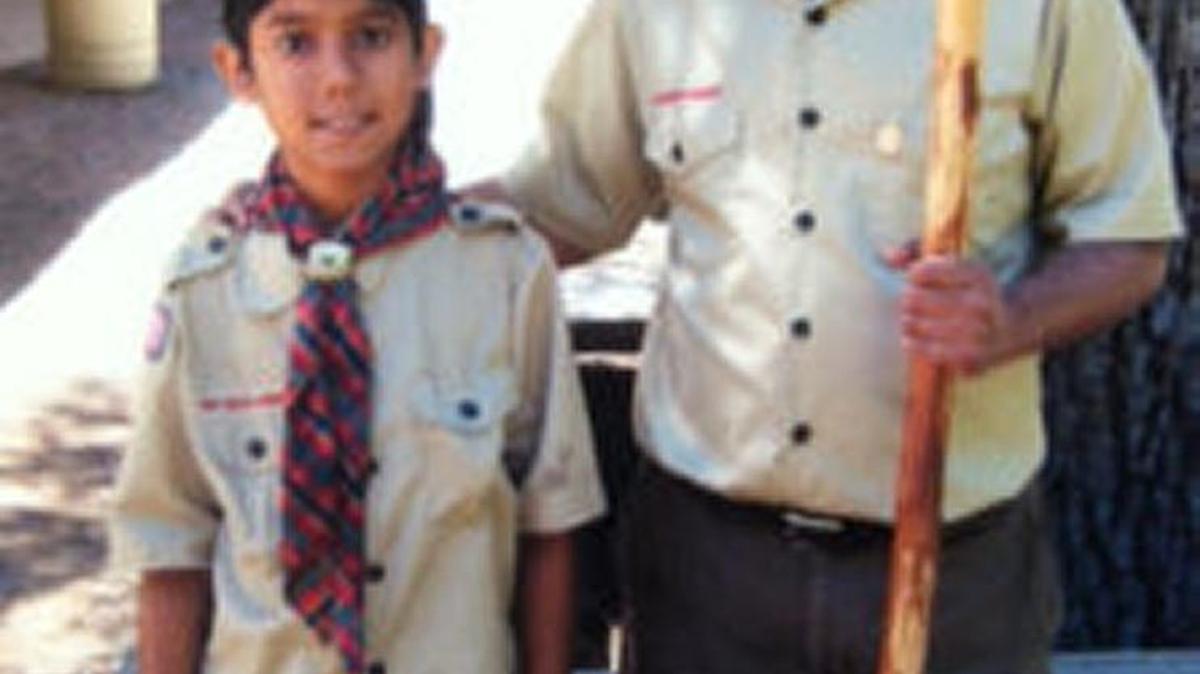 Faisal Mohammad is pictured with his father, Wasim, in an undated photo taken during his time as a Cub Scout in Santa Clara.