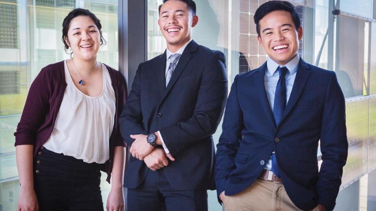 Adriana Gomez, Gabriel Morabe, center, and Hoaithi Dang, UC Merced students, are three of 1,000 college students selected from around the globe to take part in a weekend filled with seminars and innovation sessions at UC Berkeley in April, hosted by former President Bill Clinton, university officials announced Monday.
