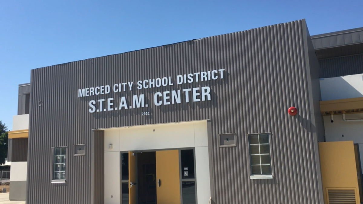 An exterior look at the Merced City School District’s new STEAM Center, which is located next to Ada Givens Elementary
