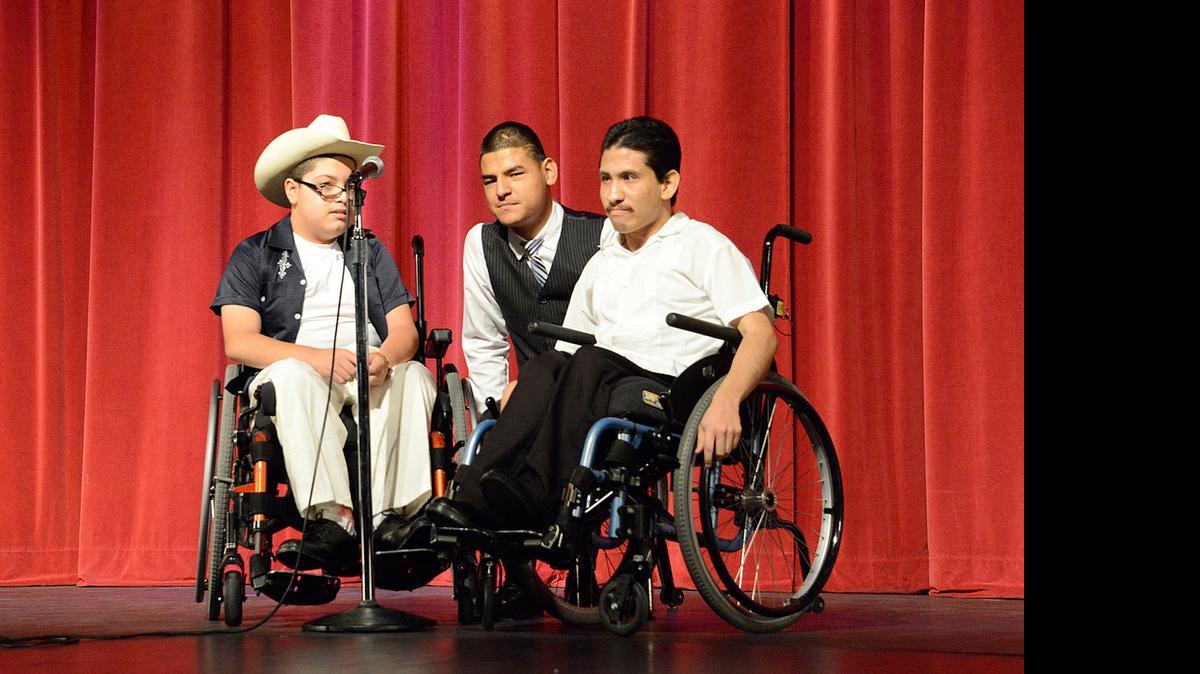 
From left, George Diaz, Enrique Solorio and Javier Sandoval perform Antonio Aguilar’s mariachi “Mi Gusto Es” for the Summer Performing Arts Program at the Golden Valley High theater in Merced on Thursday. The show includes school programs under the Merced County Office of Education.
