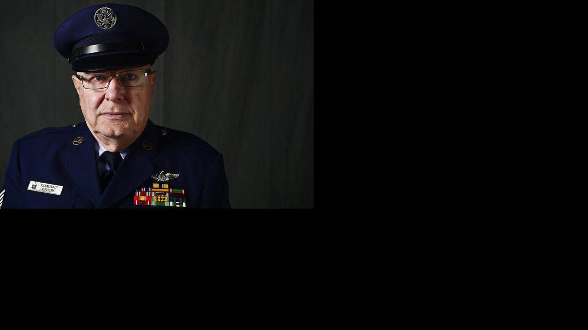 
Former Tech. Sgt. Bill Dacus, 70, of Merced, poses for a portrait Wednesday, Oct. 22, 2014. Dacus served for 21 years in the Navy and Air Force, with assignments that took him all over the world. Dacus and his crew were instrumental in saving dozens of pilots from downed aircraft while stationed on an aircraft carrier off the coast of Vietnam.

