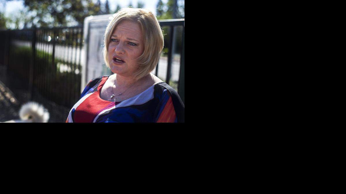 
Aubrey Nelson, 40, of Merced, speaks about improvements she would like to make at the Merced Dog Park on Wednesday. Nelson, who is an organizer of “Love Merced,” was awarded the 2015 Woman of the Year by Assemblyman Adam Grey.
