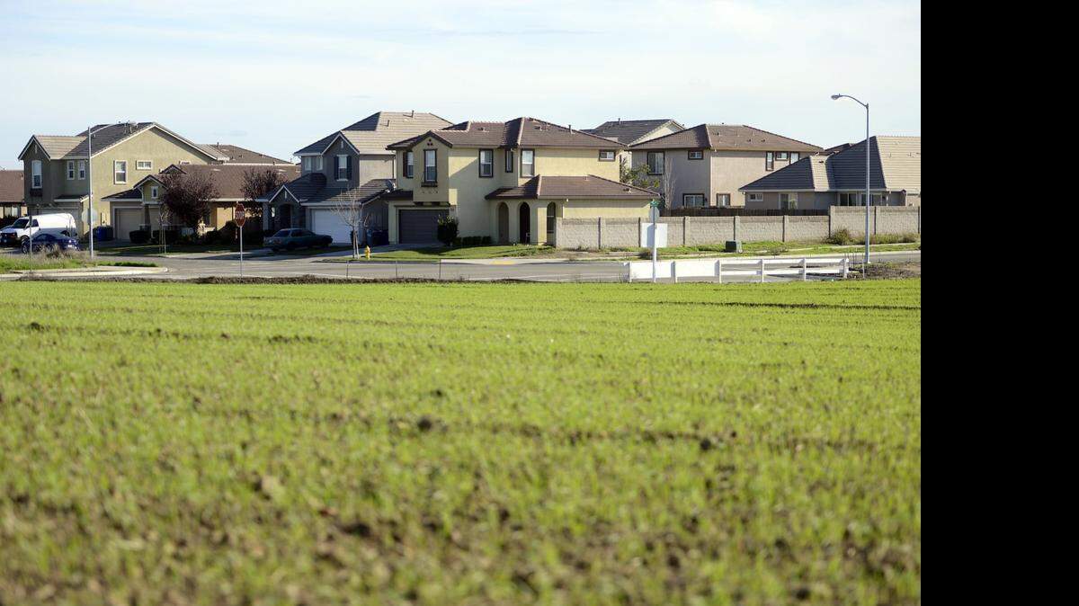 A housing development in Bellevue Ranch West is partially complete, with homes built on the eastern and southern parts of the roughly 486-acre site. The rest of the land was tentatively approved for farming in March.