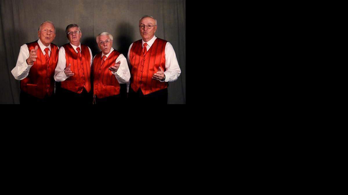
Members of the Golden Valley Chorus, from left, Howard Barber, Terrell Chambers, Ray Anderson and Greg Kramp, will be delivering singing telegrams on Valentine’s Day.
