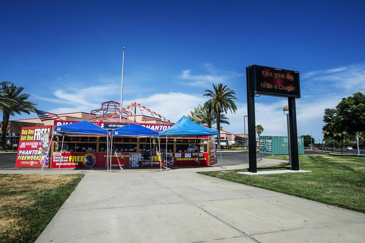 Fireworks are for sale the Phantom fireworks stand at Parsons and East Childs avenues in Merced on Tuesday.