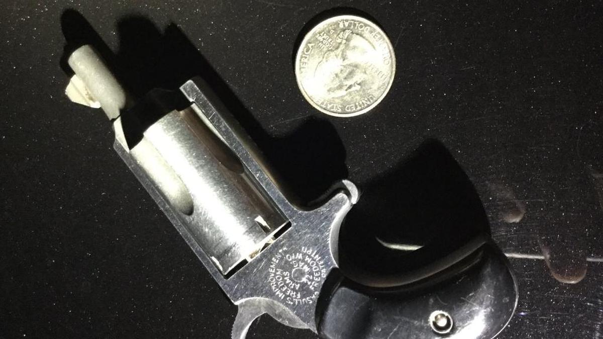 A Merced man was arrested and jailed early Wednesday morning during a traffic stop for possessing this .22-caliber revolver, which had one round in the chamber, police said.