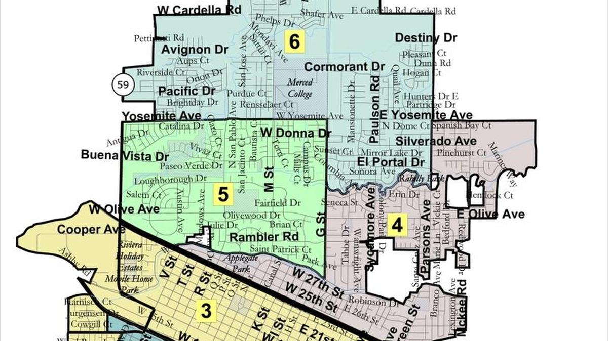The Merced City Council adopted its map for future local elections in October 2015.