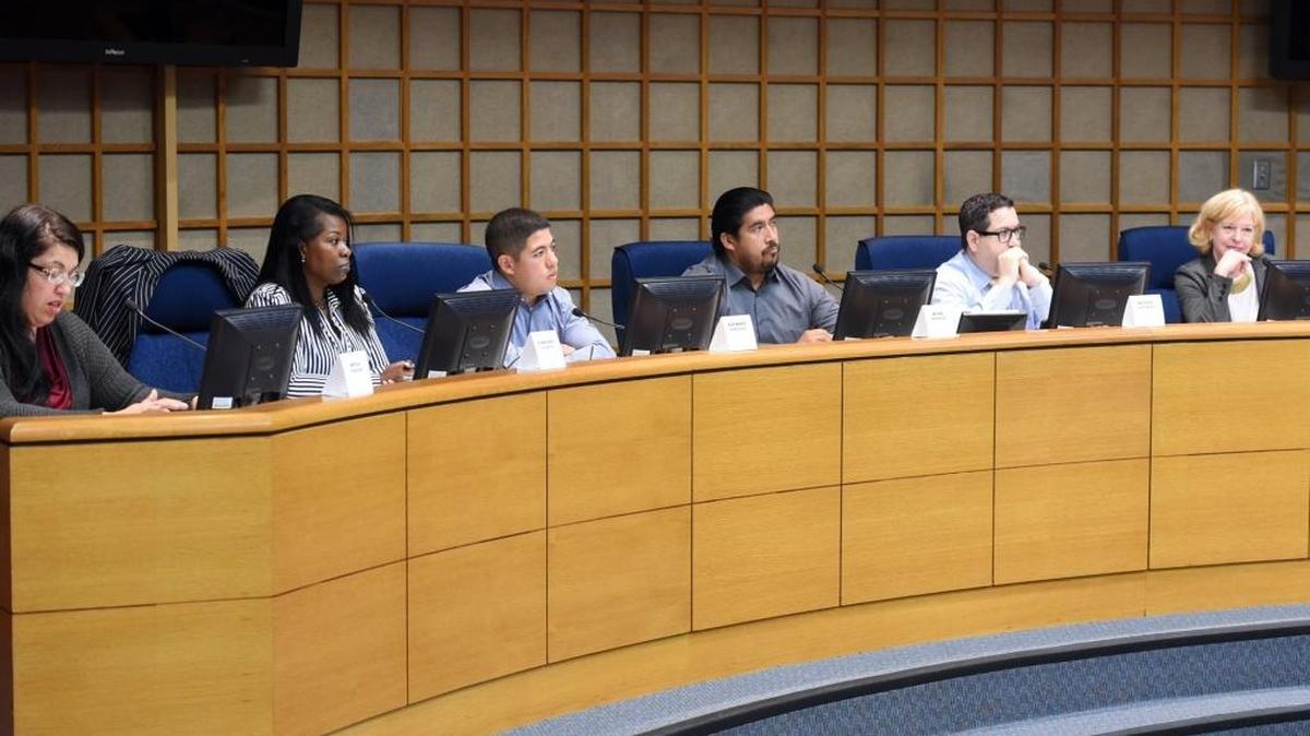 Candidates for Merced City Council Districts 1 and 3 listen to a moderator during the forum at City Hall on Tuesday, Oct. 4, 2016.